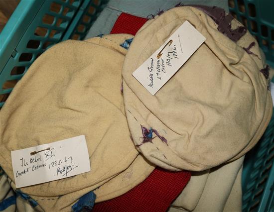 A late 19th/early 20th century Uppingham and Leeds High School sporting caps,